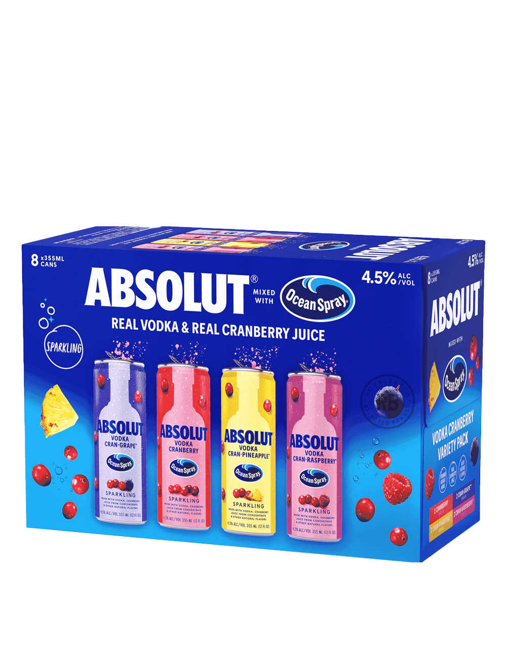Absolut Vodka X Ocean Spray Variety Pack 8 Pack x 355ml