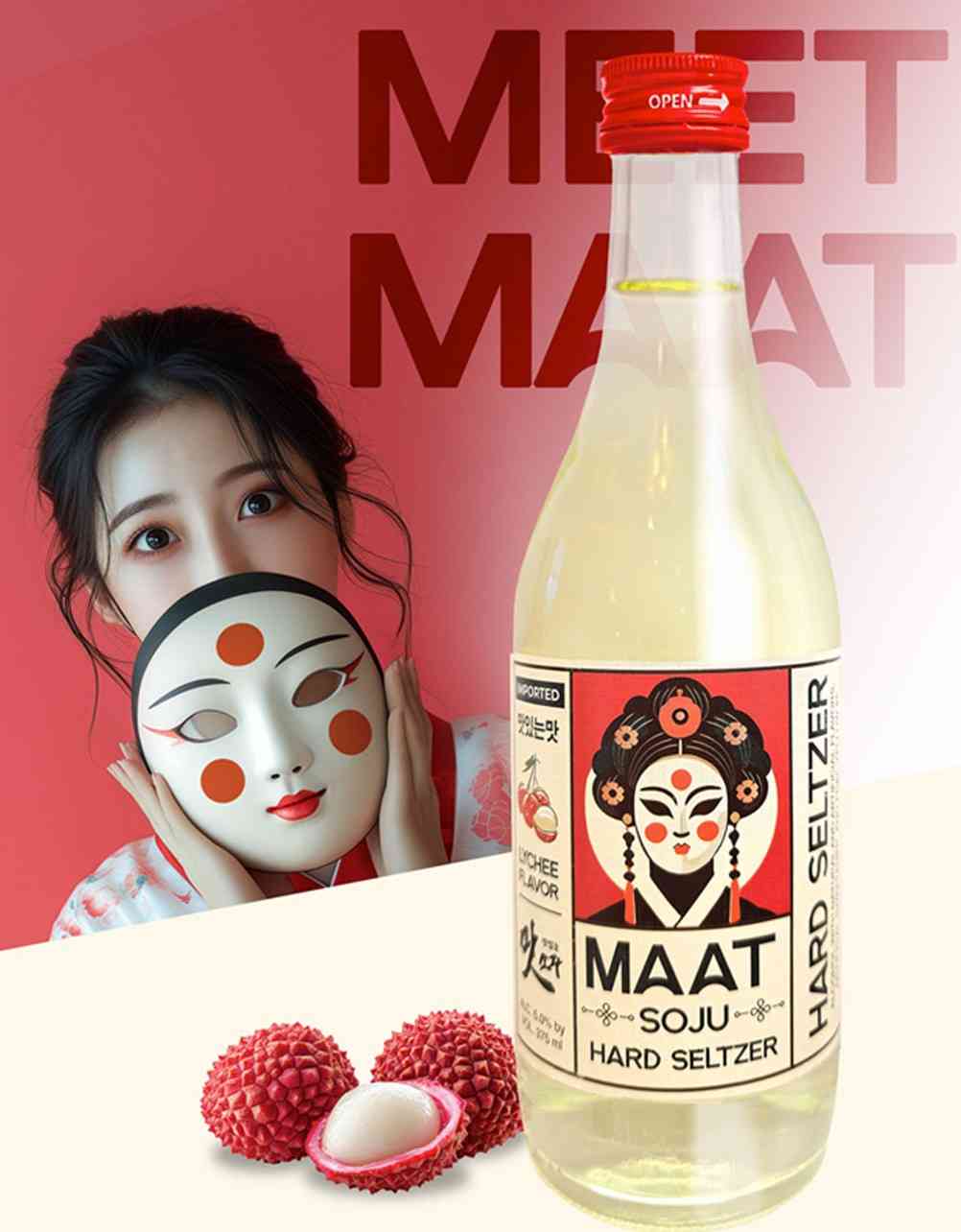 Maat Hard Seltzer Lychee Flavored Soju 375ml
