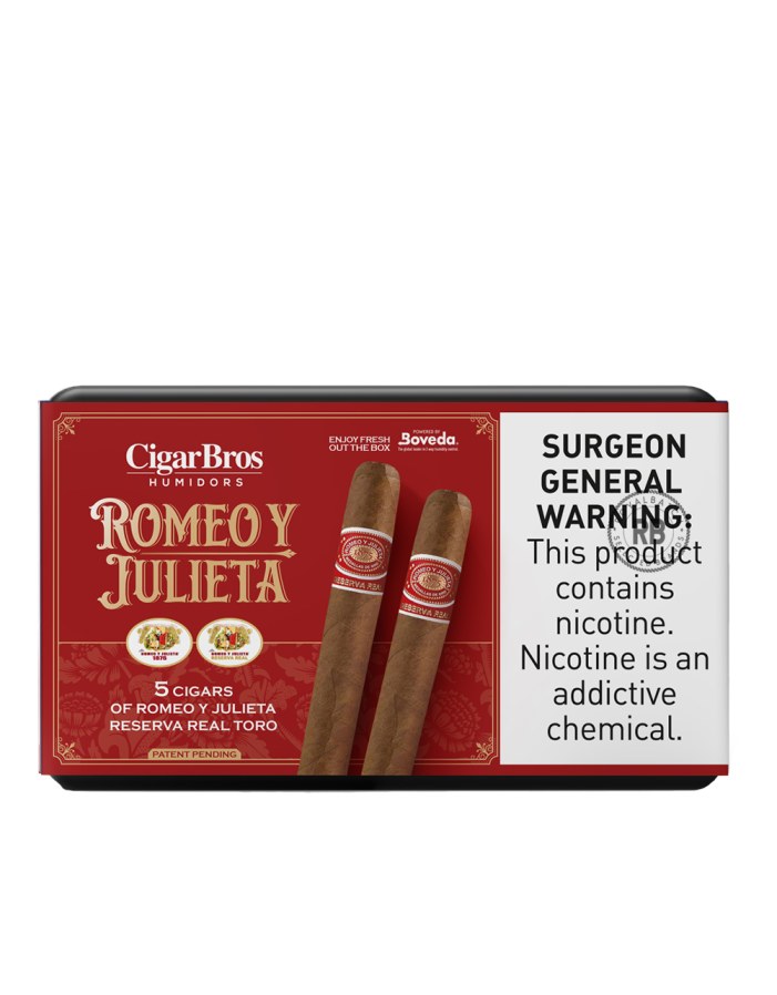 Romeo Y Julieta Reserva Real Toro 5 Pack Cigars with Humidor by CigarBros