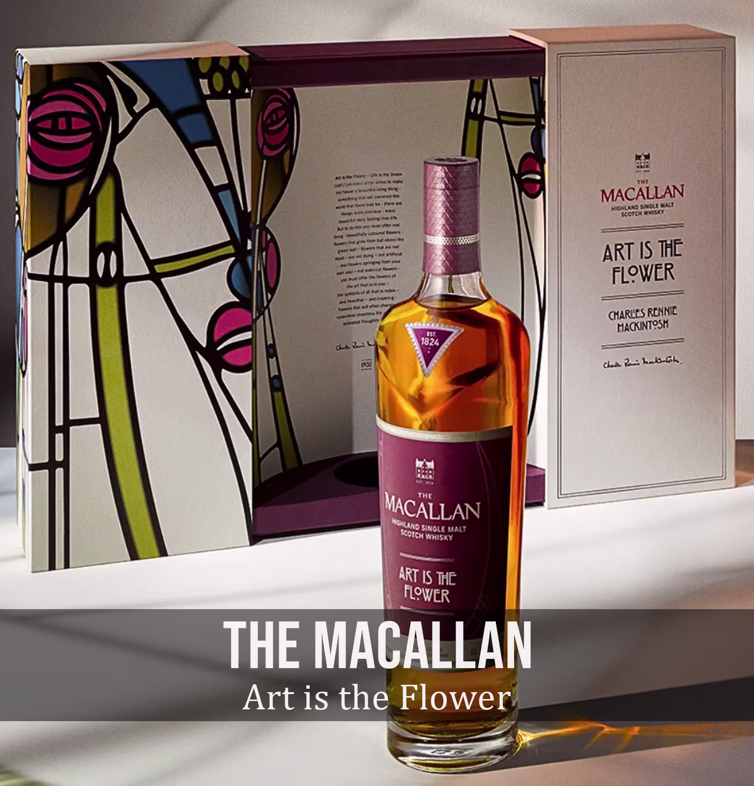 The Macallan x Charles Rennie Mackintosh Art is the Flower Edition Scotch Whisky