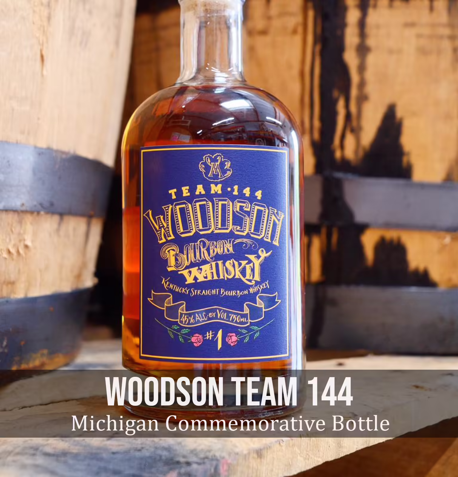 Woodson Team 144 Michigan Commemorative Bottle Bourbon Whiskey