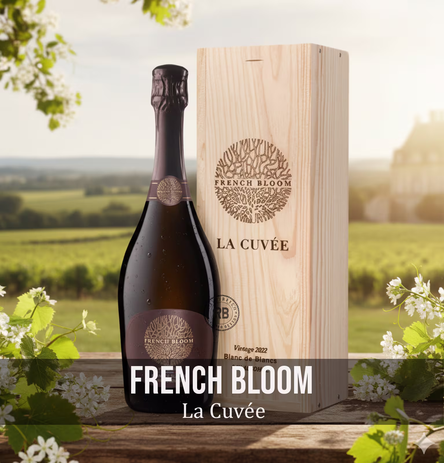 French Bloom La Cuvée Blanc de Blancs Vintage 2022 Organic Non Alcoholic Sparkling Wine