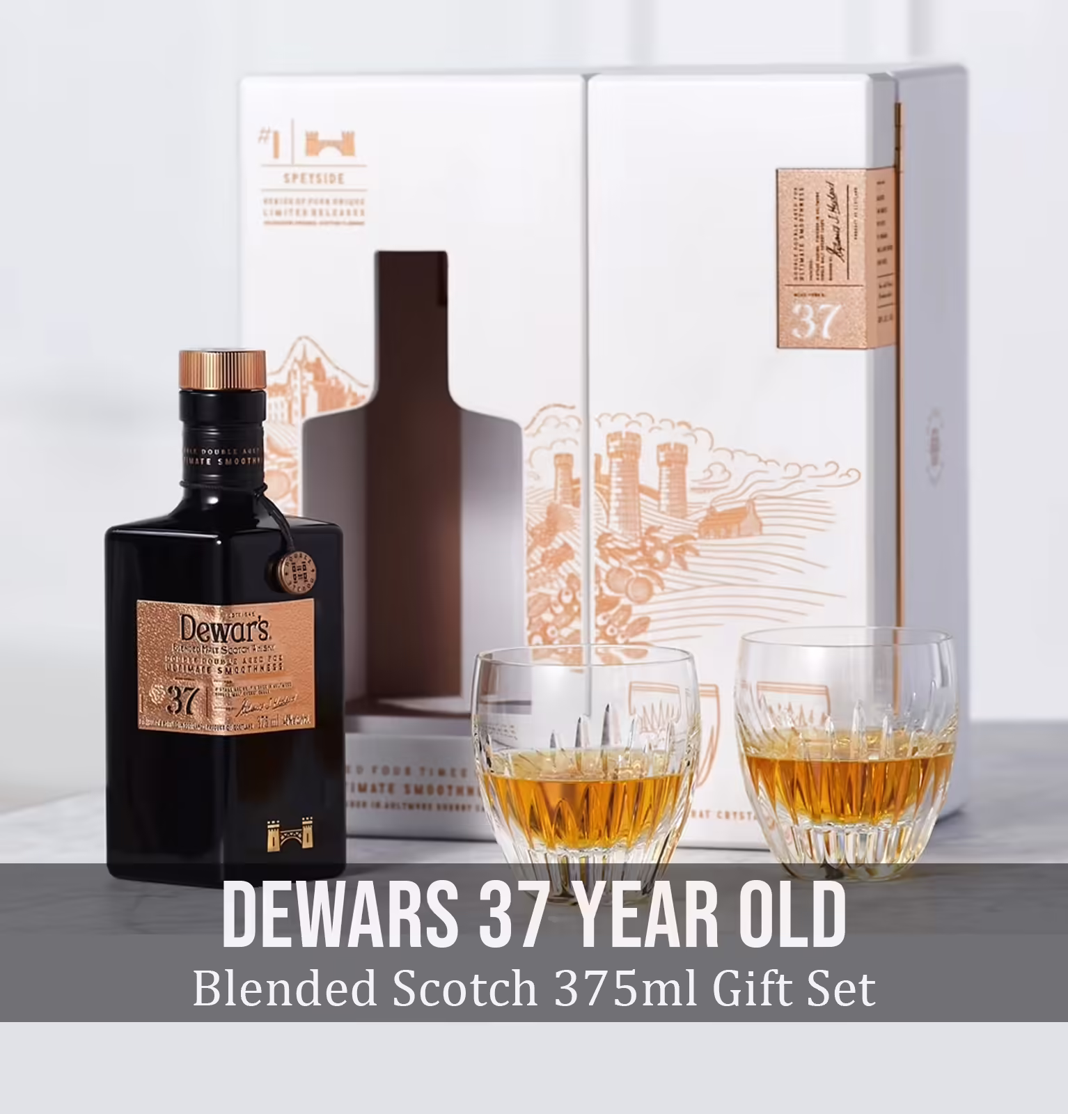 Dewars 37 Year Blended Scotch Whisky 375ml Gift Set